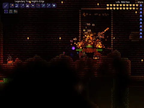 Golem fight, in-game screenshot
