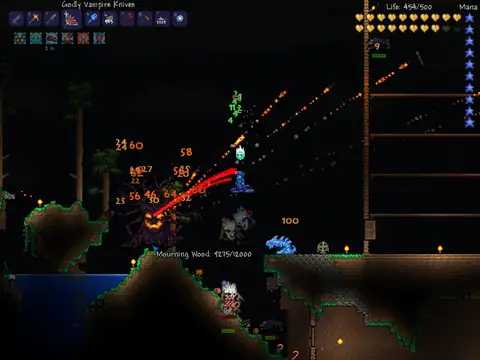 Mourning Wood fight, in-game screenshot