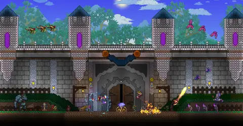 A castle base under attack